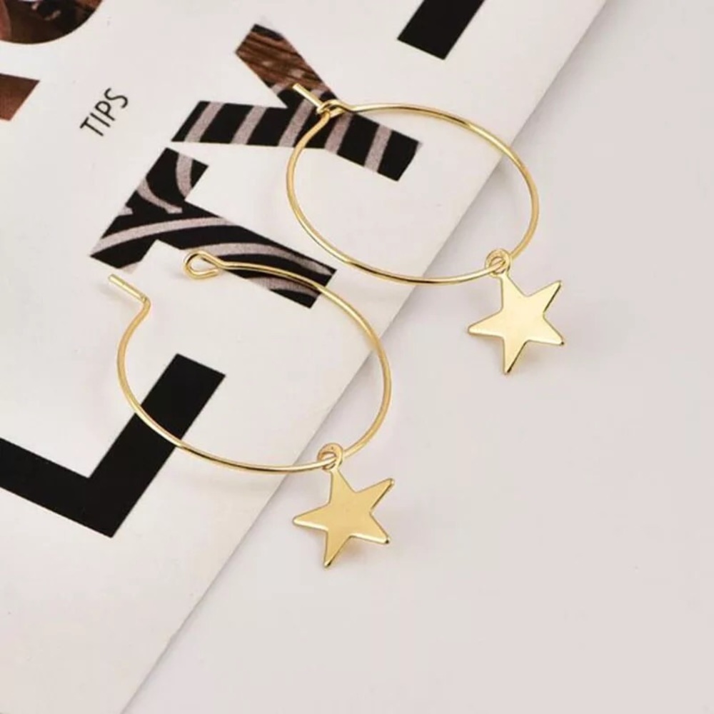 🎉 New Golden Star Hoop Earrings set